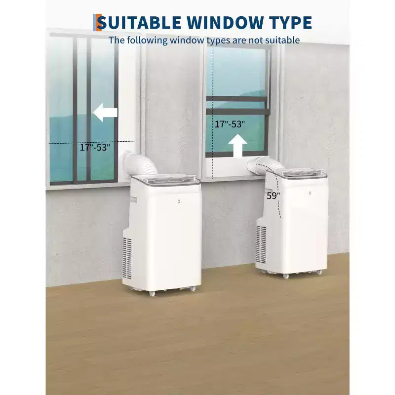 Aire Acondicionado Portátil de 15,000 BTU, Unidad de CA Portátil 3 en 1 con Deshumidificador y Ventilador, Modo de Reposo, Control Remoto y Panel LED, Enfría 850 Sq.Ft., Silencioso