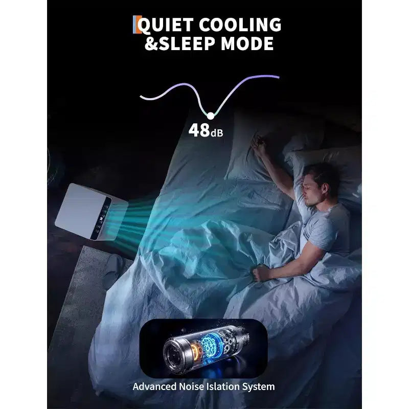 Aires acondicionados portátiles de 8000 BTU, unidad de CA portátil 3 en 1, enfría hasta 32,5 m², aire silencioso de pie con control remoto, frío, ventilador, deshumidificador