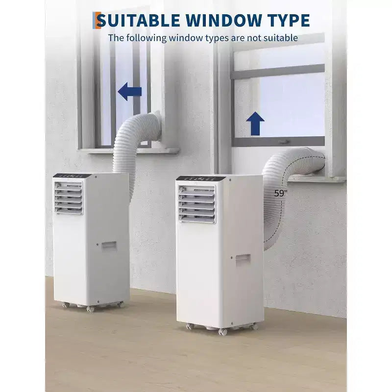 Aires acondicionados portátiles de 8000 BTU, unidad de CA portátil 3 en 1, enfría hasta 32,5 m², aire silencioso de pie con control remoto, frío, ventilador, deshumidificador