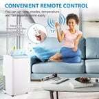 Aire acondicionado portátil | Aire acondicionado de 14000 BTU enfría hasta 65 m² | con control remoto, ventilador de CA, deshumidificador | Bajo nivel de ruido | Modo de suspensión | Ideal para el hogar