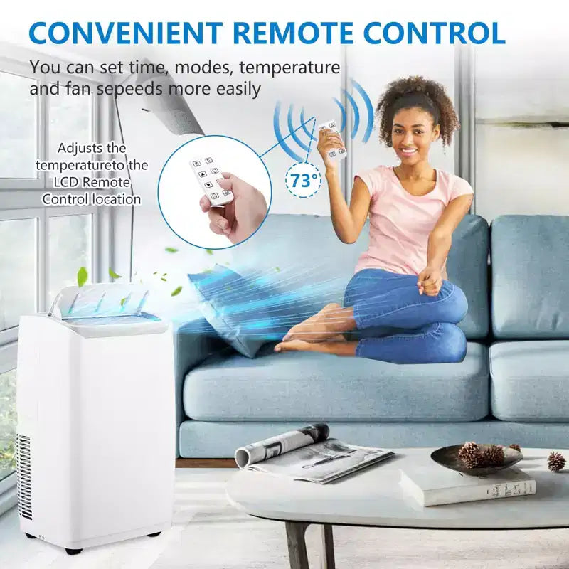 Aire acondicionado portátil | Aire acondicionado de 14000 BTU enfría hasta 65 m² | con control remoto, ventilador de CA, deshumidificador | Bajo nivel de ruido | Modo de suspensión | Ideal para el hogar