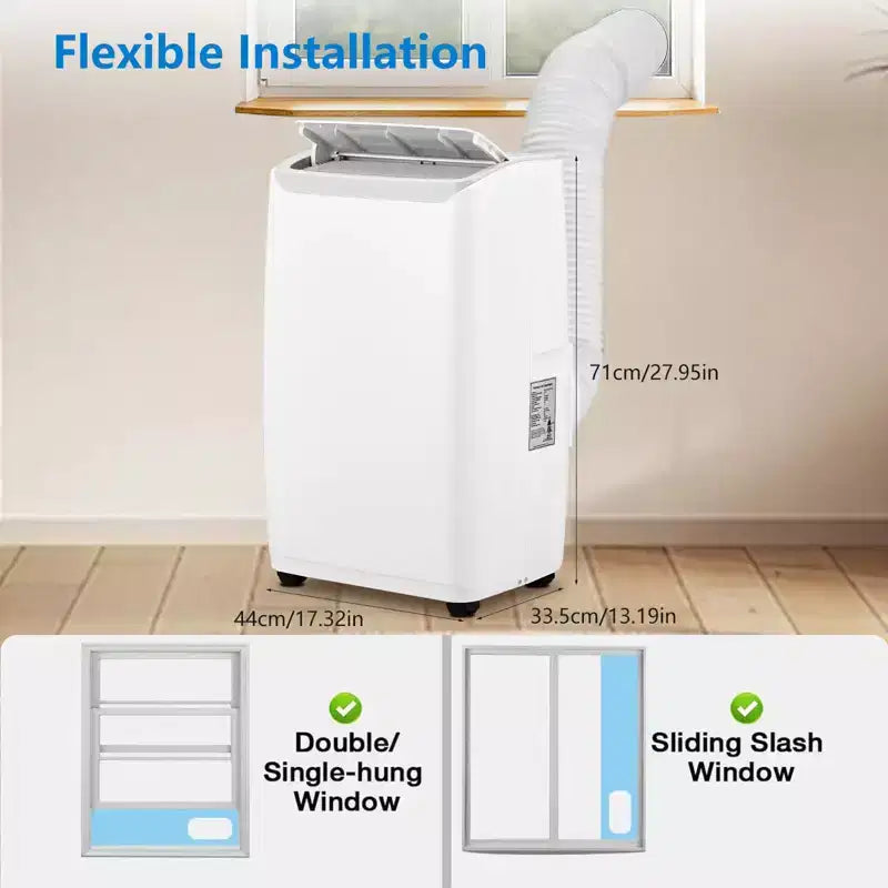 Aire acondicionado portátil | Aire acondicionado de 14000 BTU enfría hasta 65 m² | con control remoto, ventilador de CA, deshumidificador | Bajo nivel de ruido | Modo de suspensión | Ideal para el hogar
