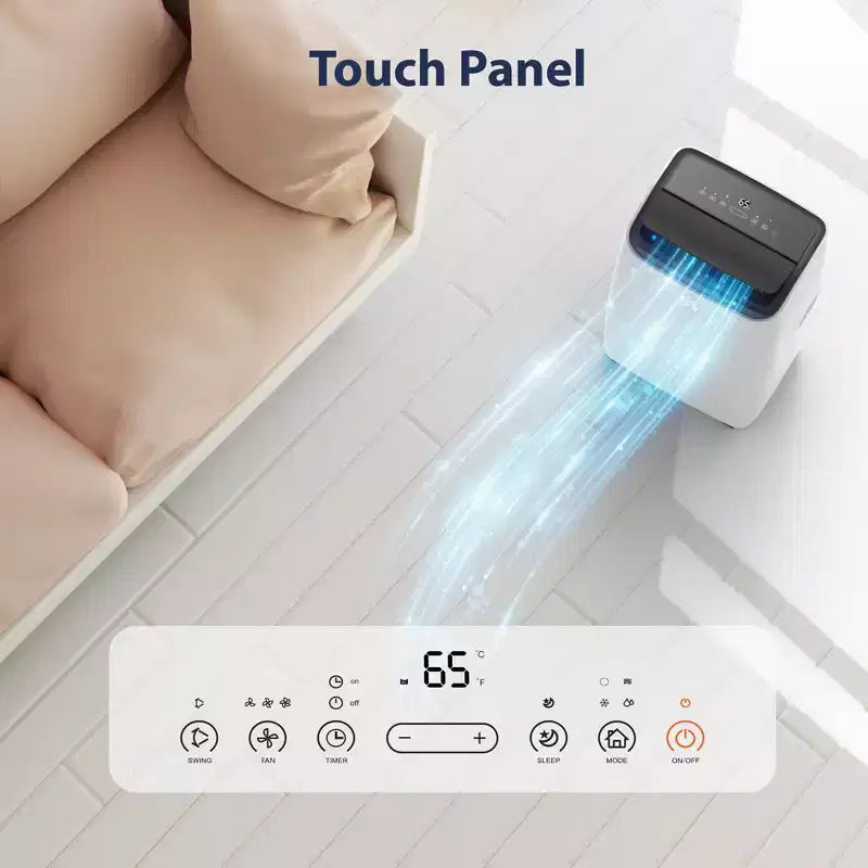 Aire acondicionado portátil | Aire acondicionado de 14000 BTU enfría hasta 65 m² | con control remoto, ventilador de CA, deshumidificador | Bajo nivel de ruido | Modo de suspensión | Ideal para el hogar