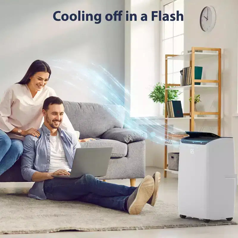 Aire acondicionado portátil | Aire acondicionado de 14000 BTU enfría hasta 65 m² | con control remoto, ventilador de CA, deshumidificador | Bajo nivel de ruido | Modo de suspensión | Ideal para el hogar