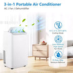 Aire acondicionado portátil | Aire acondicionado de 14000 BTU enfría hasta 65 m² | con control remoto, ventilador de CA, deshumidificador | Bajo nivel de ruido | Modo de suspensión | Ideal para el hogar