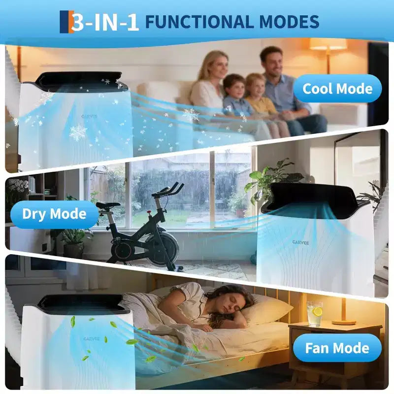 Aire Acondicionado Portátil de 14000 BTU, Unidad de CA Portátil 3 en 1 para Interiores para Habitaciones de hasta 65 m² con Modos de Enfriamiento, Deshumidificador y Ventilador, Control Remoto, Temporizador de 24 Horas