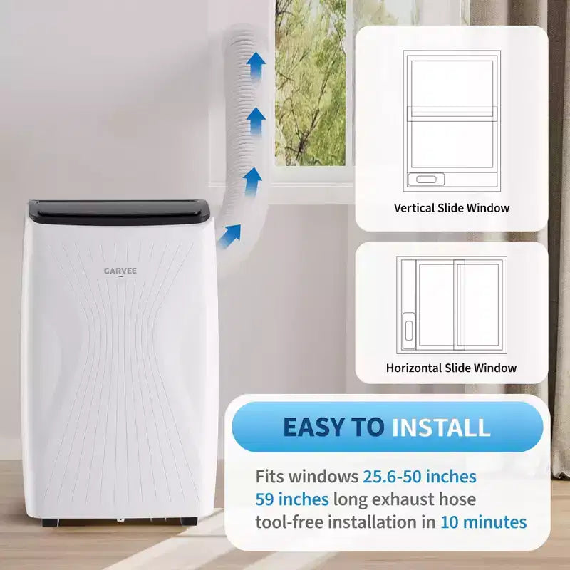 Aire Acondicionado Portátil de 14000 BTU, Unidad de CA Portátil 3 en 1 para Interiores para Habitaciones de hasta 65 m² con Modos de Enfriamiento, Deshumidificador y Ventilador, Control Remoto, Temporizador de 24 Horas