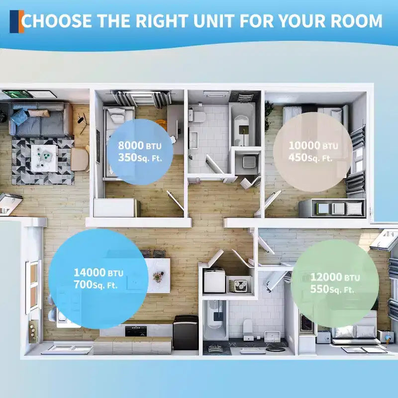 Aire Acondicionado Portátil de 14000 BTU, Unidad de CA Portátil 3 en 1 para Interiores para Habitaciones de hasta 65 m² con Modos de Enfriamiento, Deshumidificador y Ventilador, Control Remoto, Temporizador de 24 Horas