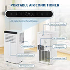Aire acondicionado portátil de 8.000 BTU, 3 en 1 (1 paquete) para habitaciones de hasta 32,5 m² | Diseño compacto con kit de ventana y temporizador de 24 horas