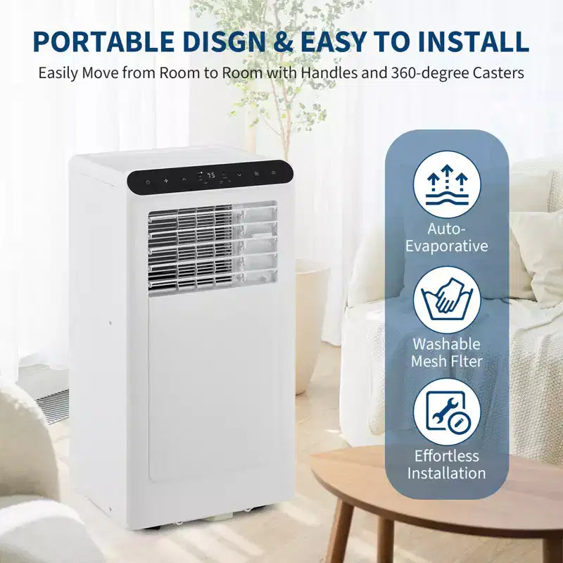 Aire acondicionado portátil de 8.000 BTU, 3 en 1 (1 paquete) para habitaciones de hasta 32,5 m² | Diseño compacto con kit de ventana y temporizador de 24 horas