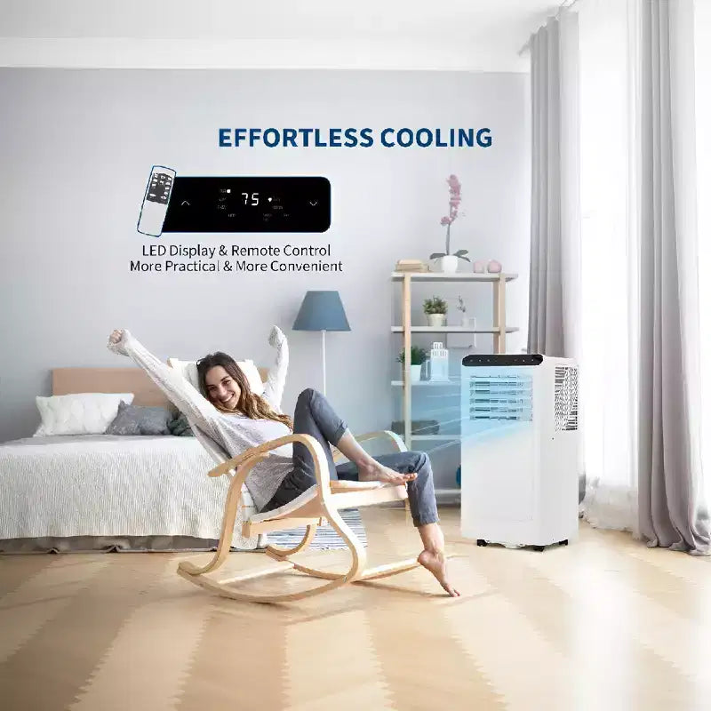 Aire acondicionado portátil de 8.000 BTU, 3 en 1 (1 paquete) para habitaciones de hasta 32,5 m² | Diseño compacto con kit de ventana y temporizador de 24 horas