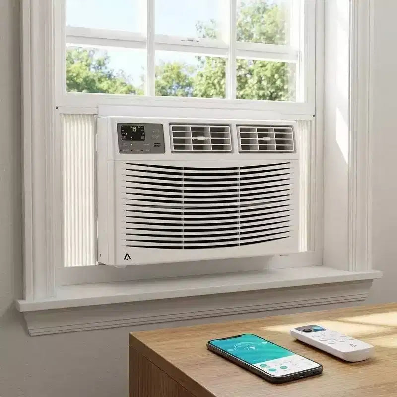 Aire acondicionado de ventana de 12,000 BTU - Unidad frío/calor blanca (1 paquete) para habitaciones medianas/grandes | Eficiente energéticamente con fácil instalación