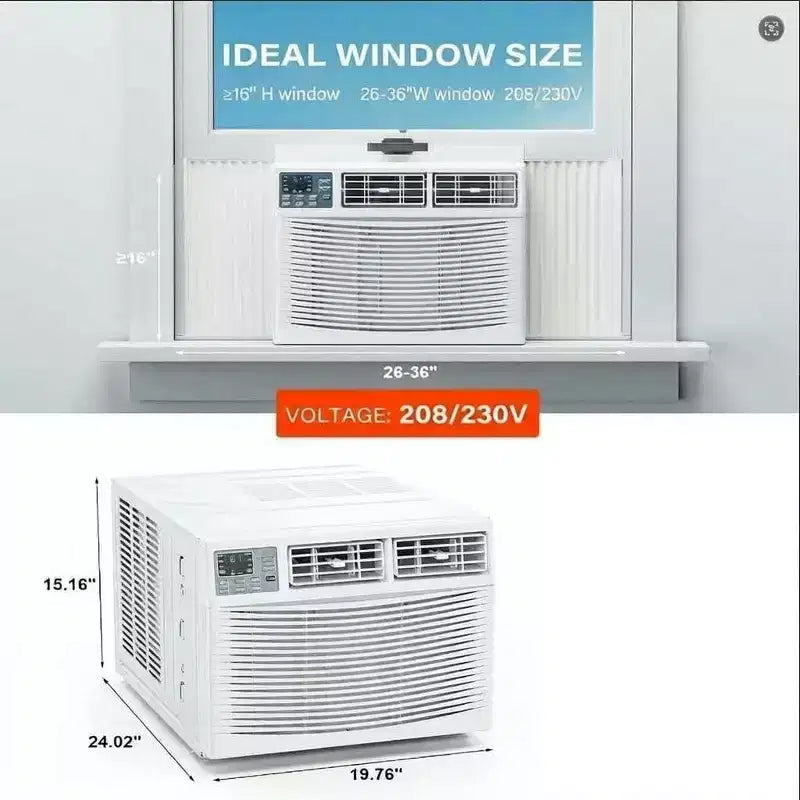 Aire acondicionado de ventana de 12,000 BTU - Unidad frío/calor blanca (1 paquete) para habitaciones medianas/grandes | Eficiente energéticamente con fácil instalación