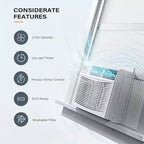 Aire acondicionado de ventana de 12,000 BTU - Unidad frío/calor blanca (1 paquete) para habitaciones medianas/grandes | Eficiente energéticamente con fácil instalación