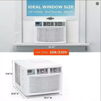 Aire acondicionado de ventana de 18,000 BTU - Unidad de frío/calor blanca (1 paquete) para habitaciones grandes | Eficiencia energética con fácil instalación