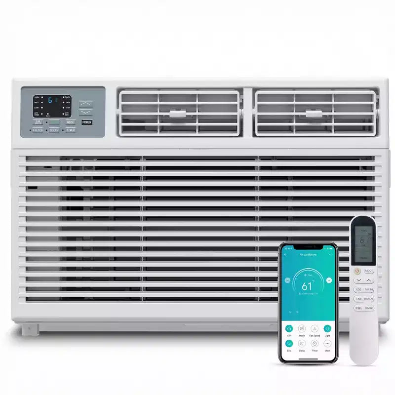 Aire Acondicionado de Ventana Inteligente Simzlife 10000 BTU, AC 3 en 1 para 450 Sq.Ft, Control por APP, Fácil Instalación, Ahorro de Energía y Funcionamiento Silencioso, Blanco
