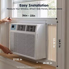 Aire Acondicionado de Ventana Inteligente Simzlife 10000 BTU, AC 3 en 1 para 450 Sq.Ft, Control por APP, Fácil Instalación, Ahorro de Energía y Funcionamiento Silencioso, Blanco
