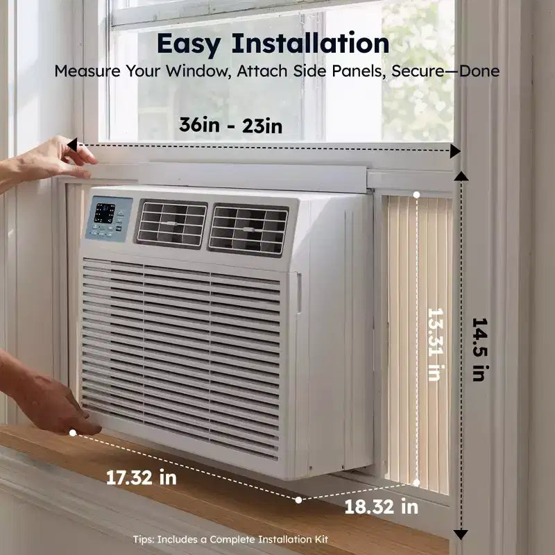 Aire Acondicionado de Ventana Inteligente Simzlife 10000 BTU, AC 3 en 1 para 450 Sq.Ft, Control por APP, Fácil Instalación, Ahorro de Energía y Funcionamiento Silencioso, Blanco