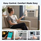 Aire Acondicionado de Ventana Inteligente Simzlife 10000 BTU, AC 3 en 1 para 450 Sq.Ft, Control por APP, Fácil Instalación, Ahorro de Energía y Funcionamiento Silencioso, Blanco