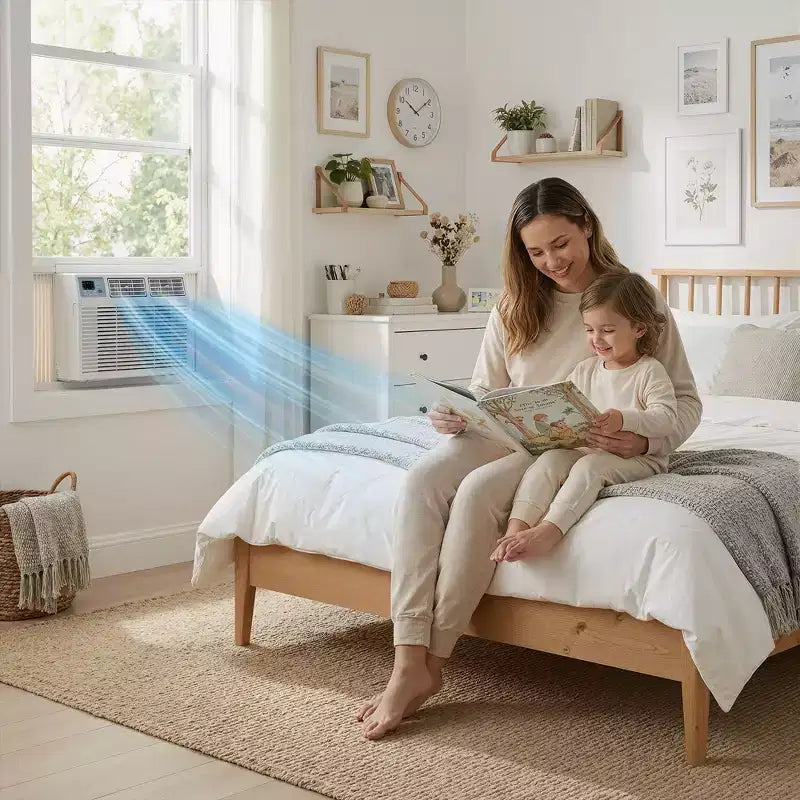 Aire Acondicionado de Ventana Inteligente Simzlife 10000 BTU, AC 3 en 1 para 450 Sq.Ft, Control por APP, Fácil Instalación, Ahorro de Energía y Funcionamiento Silencioso, Blanco