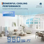 Aire acondicionado de ventana inteligente con bomba de calor de 23.200 BTU - Unidad blanca 7 en 1 (1 paquete) para habitaciones grandes de hasta 90 m² | Compatible con WiFi/Alexa, 208/230V