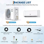 Aire Acondicionado y Calefactor Mini Split de 12000/18000 BTU de Eficiencia Energética, 21 SEER2, Inverter Silencioso Sin Ductos, con WiFi, 230V, Enfría y Calienta hasta 93 metros cuadrados