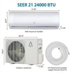 Aire acondicionado mini split de 9,000 BTU, aire acondicionado de pared con bomba de calor de 19 SEER2 y kits de instalación, enfría hasta 41.8 m², WiFi y control remoto, 115 V