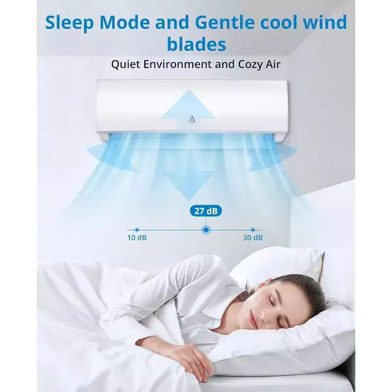 Aire acondicionado mini split de 9,000 BTU, aire acondicionado de pared con bomba de calor de 19 SEER2 y kits de instalación, enfría hasta 41.8 m², WiFi y control remoto, 115 V