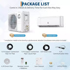 Aire acondicionado mini split de 9,000 BTU, aire acondicionado de pared con bomba de calor de 19 SEER2 y kits de instalación, enfría hasta 41.8 m², WiFi y control remoto, 115 V
