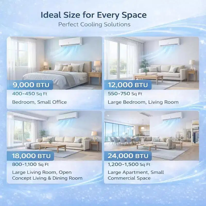 Aire acondicionado mini split de 9,000 BTU, aire acondicionado de pared con bomba de calor de 19 SEER2 y kits de instalación, enfría hasta 41.8 m², WiFi y control remoto, 115 V