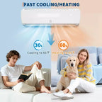 Sistema de Aire Acondicionado Mini Split de 9000 BTU 19 SEER2 Montado en la Pared sin Ductos Bomba de Calor 3 en 1 Enfriamiento Calefacción Deshumidificador Inverter 115V para Habitaciones de hasta 41.8 m²