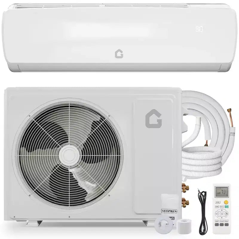 Sistema de Aire Acondicionado Mini Split de 9000 BTU 19 SEER2 Montado en la Pared sin Ductos Bomba de Calor 3 en 1 Enfriamiento Calefacción Deshumidificador Inverter 115V para Habitaciones de hasta 41.8 m²