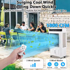 Enfriador Evaporativo Portátil con Oscilación de 120, 3 Modos y Velocidades, Ventilador de Enfriamiento por Agua para Uso en Interiores/Exteriores en Patio, Garaje y Comercial