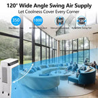 Enfriador Evaporativo Portátil con Oscilación de 120, 3 Modos y Velocidades, Ventilador de Enfriamiento por Agua para Uso en Interiores/Exteriores en Patio, Garaje y Comercial