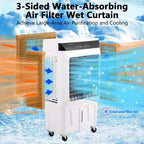 Enfriador Evaporativo Portátil con Oscilación de 120, 3 Modos y Velocidades, Ventilador de Enfriamiento por Agua para Uso en Interiores/Exteriores en Patio, Garaje y Comercial