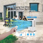 Enfriador Evaporativo Portátil con Oscilación de 120, 3 Modos y Velocidades, Ventilador de Enfriamiento por Agua para Uso en Interiores/Exteriores en Patio, Garaje y Comercial