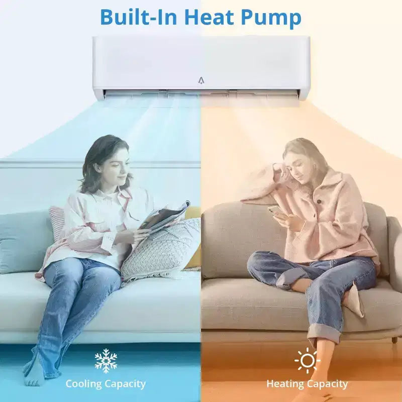 Aire acondicionado/bomba de calor Mini Split de 18.000 BTU y 23 SEER2 - WiFi/Alexa, ultrasilencioso, 208-230 V, blanco, enfría/calienta 116 m², kit de instalación completo