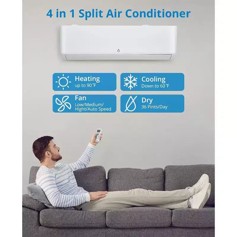 Minisplit AC/Bomba de Calor de 24.000 BTU, 23 SEER2 - WiFi Inteligente, Montaje en Pared, Blanco, Enfría/Calienta 139 m², Incluye Kit de Línea de Cobre de 4,8 m