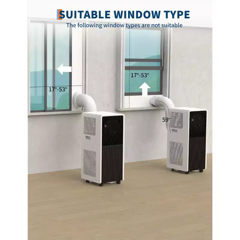 Aire Acondicionado Portátil 3 en 1 de 14,000 BTU - Blanco/Negro, Enfría 70 m², Ultra Silencioso, Incluye Control Remoto para Dormitorio/Sala de Estar/Oficina
