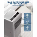 Aire acondicionado portátil 3 en 1 de 8.000 BTU - Gris (NPLI9A-05CX1E), 1 unidad, enfriamiento silencioso de 2 velocidades para casa/dormitorio/oficina, incluye kit de ventana y control remoto