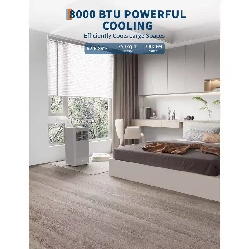 Aire acondicionado portátil 3 en 1 de 8.000 BTU - Gris (NPLI9A-05CX1E), 1 unidad, enfriamiento silencioso de 2 velocidades para casa/dormitorio/oficina, incluye kit de ventana y control remoto