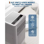 Aire acondicionado portátil 3 en 1 de 8.000 BTU - Gris (NPLI9A-05CX1E), 1 unidad, enfriamiento silencioso de 2 velocidades para casa/dormitorio/oficina, incluye kit de ventana y control remoto