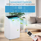Aire acondicionado portátil de 14,000 BTU - Unidad de suelo blanca 4 en 1 (1 paquete) para habitaciones grandes de hasta 70 m² | Calefactor y deshumidificador incluidos