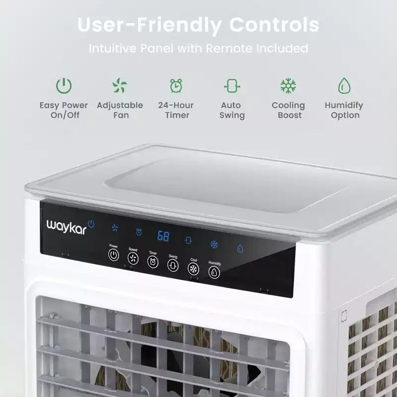 Waykar 2943-3531CFM Enfriador de Aire Evaporativo Portátil/Aire Acondicionado con 3 Velocidades de Enfriamiento