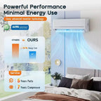 AMERLIFE Aire Acondicionado Mini Split de 12,000 BTU con Bomba de Calor, Inverter 220V, Control WiFi, Cobertura de 70 metros cuadrados