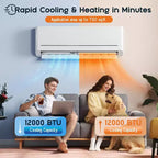 AMERLIFE Aire Acondicionado Mini Split de 12,000 BTU con Bomba de Calor, Inverter 220V, Control WiFi, Cobertura de 70 metros cuadrados
