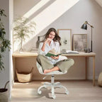 Silla de tocador con respaldo de gato, silla giratoria ajustable en altura, linda silla de escritorio con ruedas de tela de peluche para oficina en el dormitorio