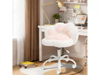 Silla de tocador con respaldo de gato, silla giratoria ajustable en altura, linda silla de escritorio con ruedas de tela de peluche para oficina en el dormitorio