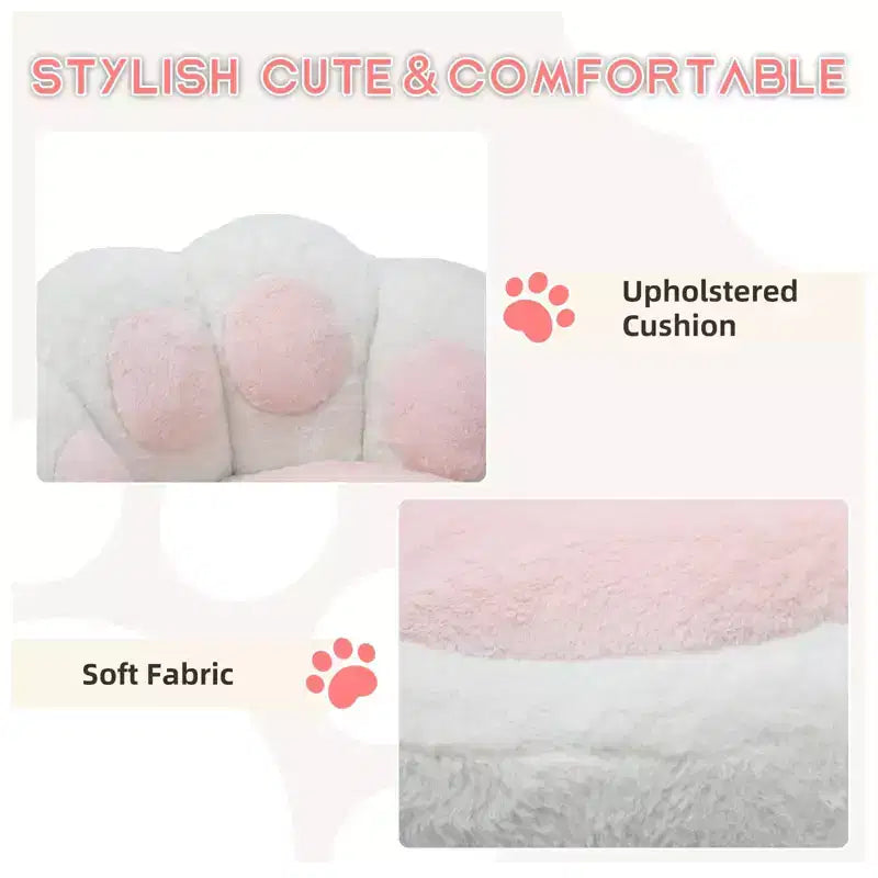 Silla de tocador con respaldo de gato, silla giratoria ajustable en altura, linda silla de escritorio con ruedas de tela de peluche para oficina en el dormitorio