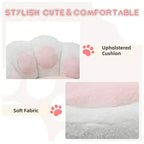Silla de tocador con respaldo de gato, silla giratoria ajustable en altura, linda silla de escritorio con ruedas de tela de peluche para oficina en el dormitorio